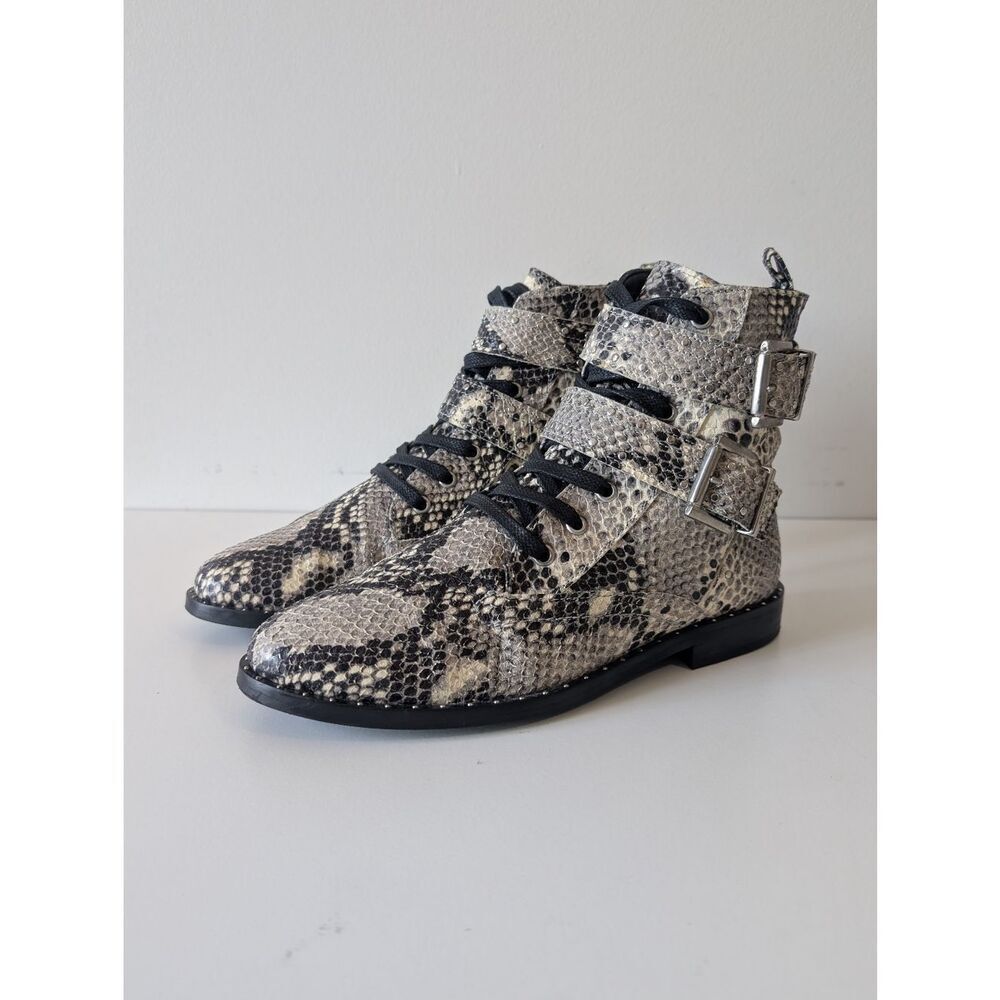 Ted Baker London Embossed Snake Print Biker/Moto Boots/booties Size:6